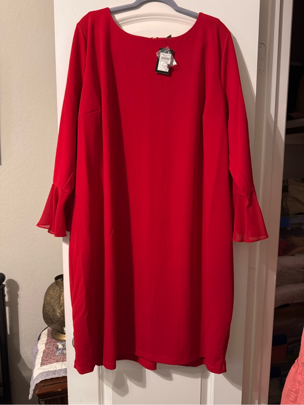 Ashley Stewart Red Bell Sleeve Midi Dress